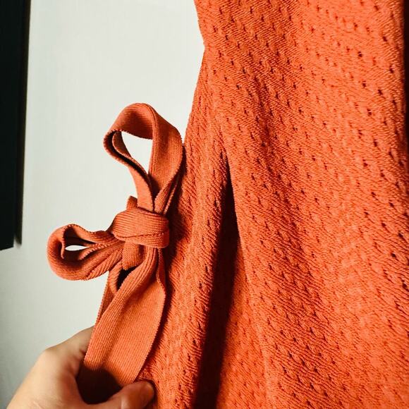 The Jetset Diaries Flowers on the Wall Rustic Orange Wrap Tie Dress Size Large - Picture 7 of 11